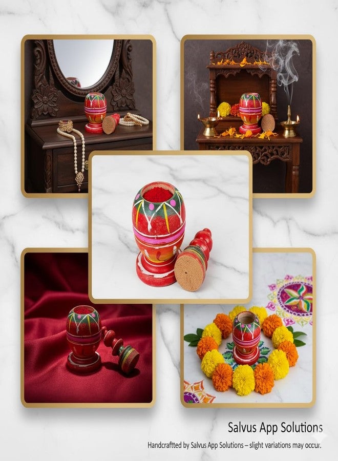 سالفوس أب سولوشنز Salvus APP SOLUTIONS صندوق سندور دائري متعدد الألوان مصنوع يدويًا/سيندور داني/سيندور ديبي لبوجا والمرافق (5 بوصات) - Image 5
